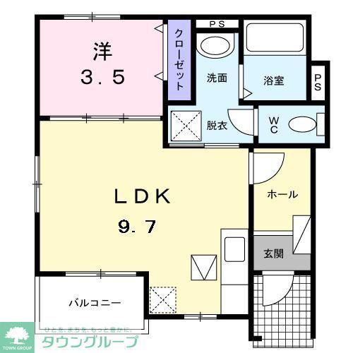 オクレット(1LDK/1階)の間取り写真