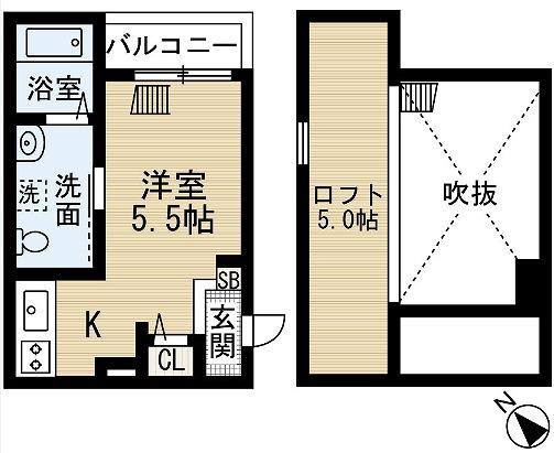 エテジア湊(ワンルーム/2階)の間取り写真
