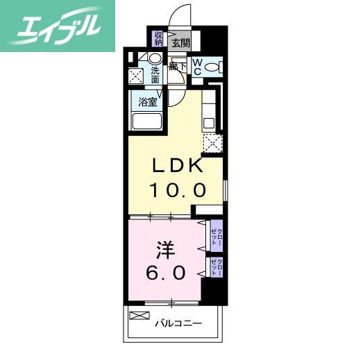レジデンス柳町(1LDK/3階)の間取り写真