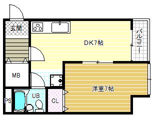 グリーンハイツ佐野(1DK/3階)の間取り写真