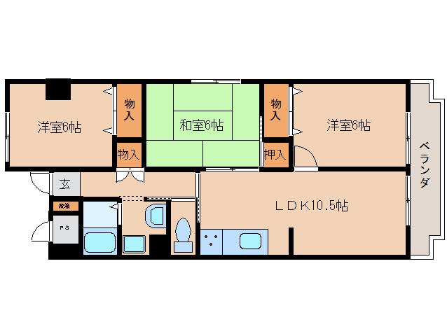 サンドエル藤の木(3LDK/3階)の間取り写真