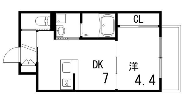 グランメール芦屋南宮町(1DK/1階)の間取り写真