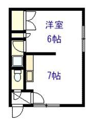 1・21ハイツB(1DK/2階)の間取り写真