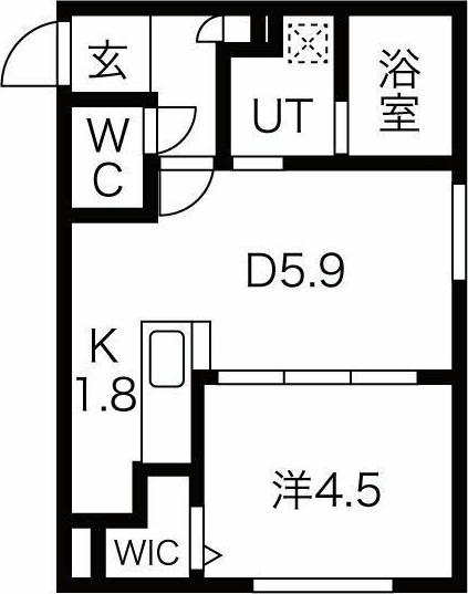 スフィーダ平岸(1DK/1階)の間取り写真