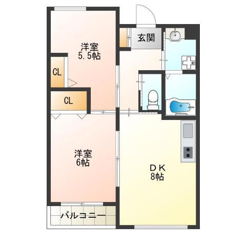 ツインステージ住吉(2DK/7階)の間取り写真