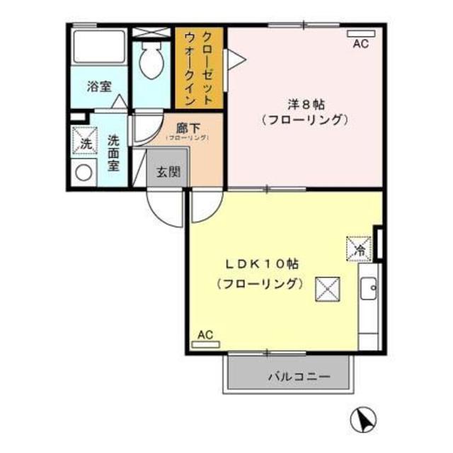 サンボナールC(1LDK/1階)の間取り写真