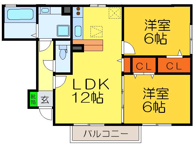 カーサ・デ・ソル(2LDK/1階)の間取り写真