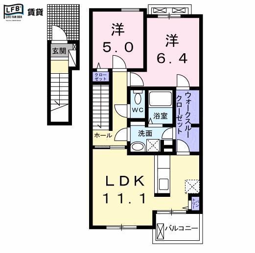 パレスみのり(2LDK/2階)の間取り写真