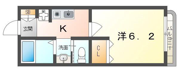 パークサイド ハイツ(1K/3階)の間取り写真