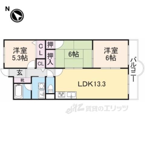 タワー・ア・ラ・モード(3LDK/3階)の間取り写真