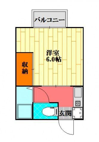 シャルマンハゴロモA棟(1K/2階)の間取り写真