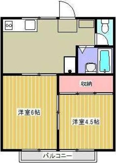 グリーンハイツ(2K/2階)の間取り写真