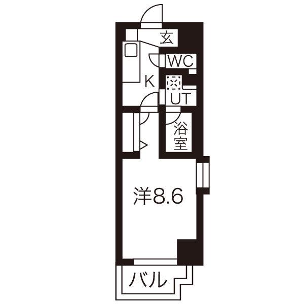 サニー池下(1K/8階)の間取り写真