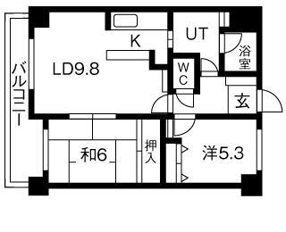 琴似パークマンション(2LDK/9階)の間取り写真