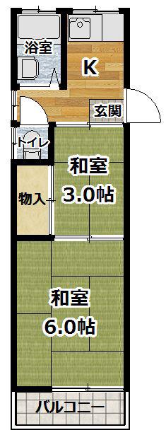 パルフエ山科 B-3(2K/2階)の間取り写真