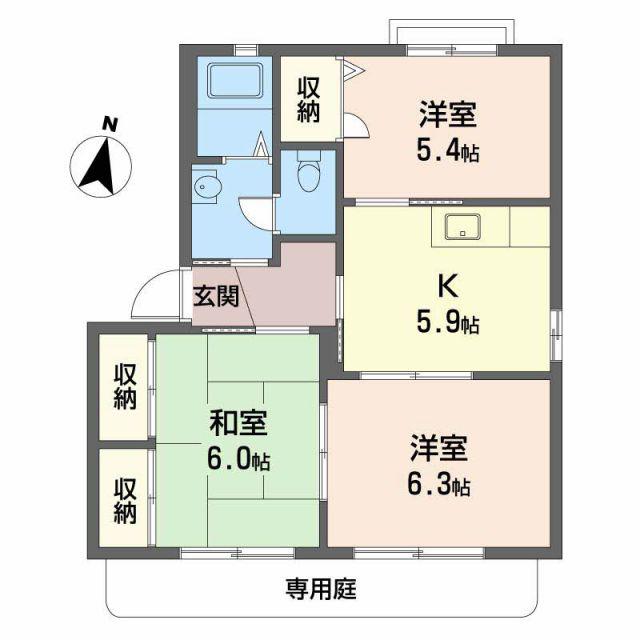 バリュージュ新町 B棟(3K/1階)の間取り写真