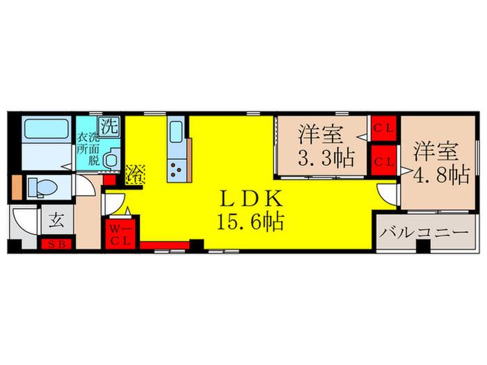VEINZ SUITA(2LDK/6階)の間取り写真