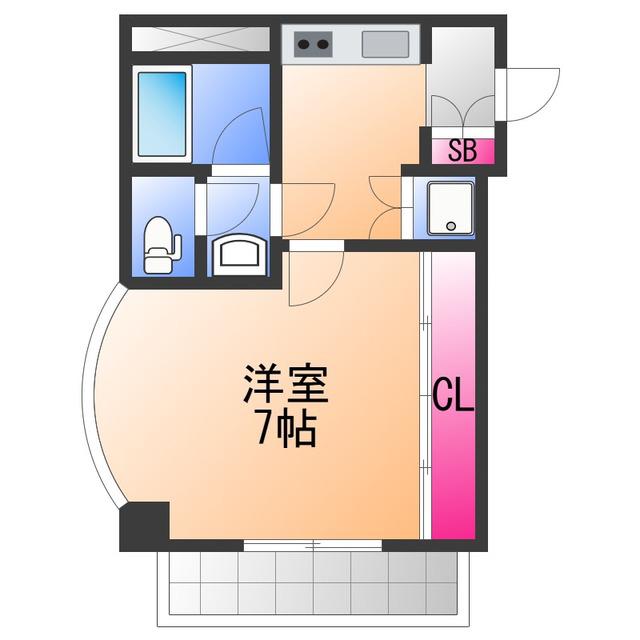 エスポワール鶴山台(1K/3階)の間取り写真