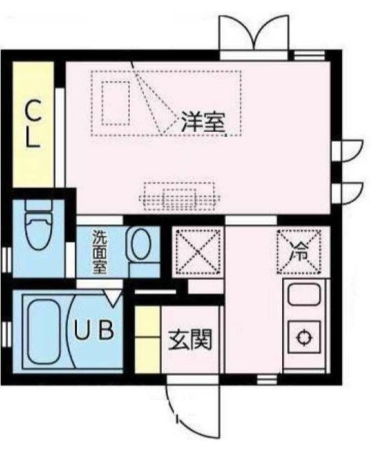 大山町YKマンション(1K/4階)の間取り写真