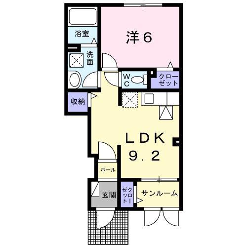 インフィニティ III(1LDK/1階)の間取り写真