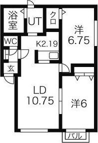 サニータウンノース舘(2LDK/1階)の間取り写真