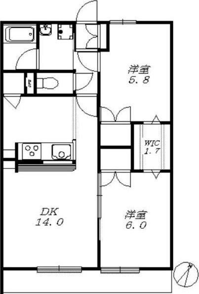 トゥールブランシュM&MII(2LDK/1階)の間取り写真