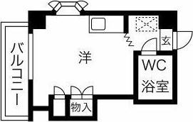 シティハイム1(ワンルーム/6階)の間取り写真