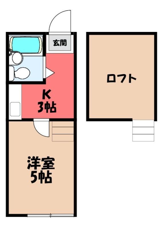 東武東上線 高坂駅 徒歩10分 2階建 築35年(1K/1階)の間取り写真