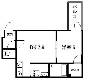 フジパレス津門中央公園II番館(1DK/3階)の間取り写真