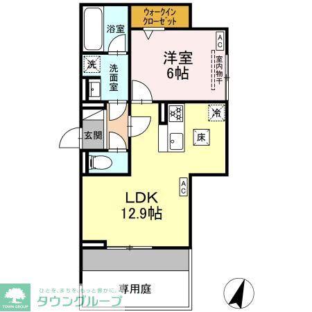 ビスタレイルウェイ八田(1LDK/1階)の間取り写真