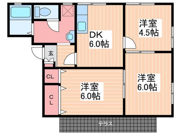 フレグランス串戸(3DK/1階)の間取り写真