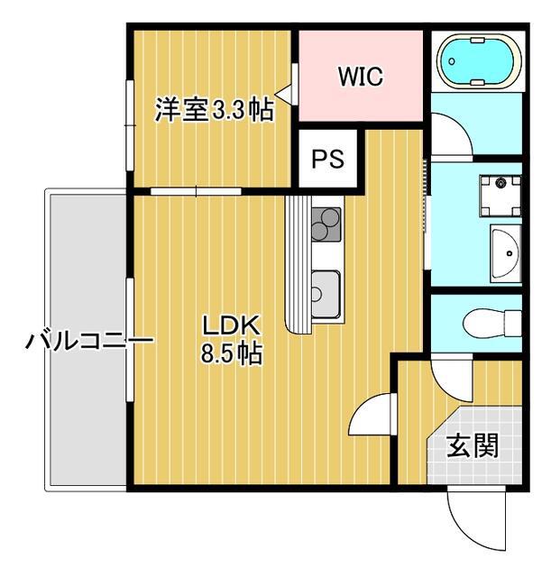 ラルヴェール試験場前II(1LDK/3階)の間取り写真