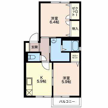 マノワールA(2K/2階)の間取り写真