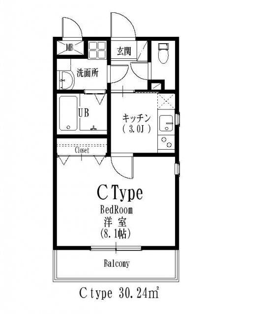 シティパレス南林間(1DK/3階)の間取り写真