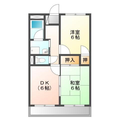 ルワンジュール(2DK/2階)の間取り写真