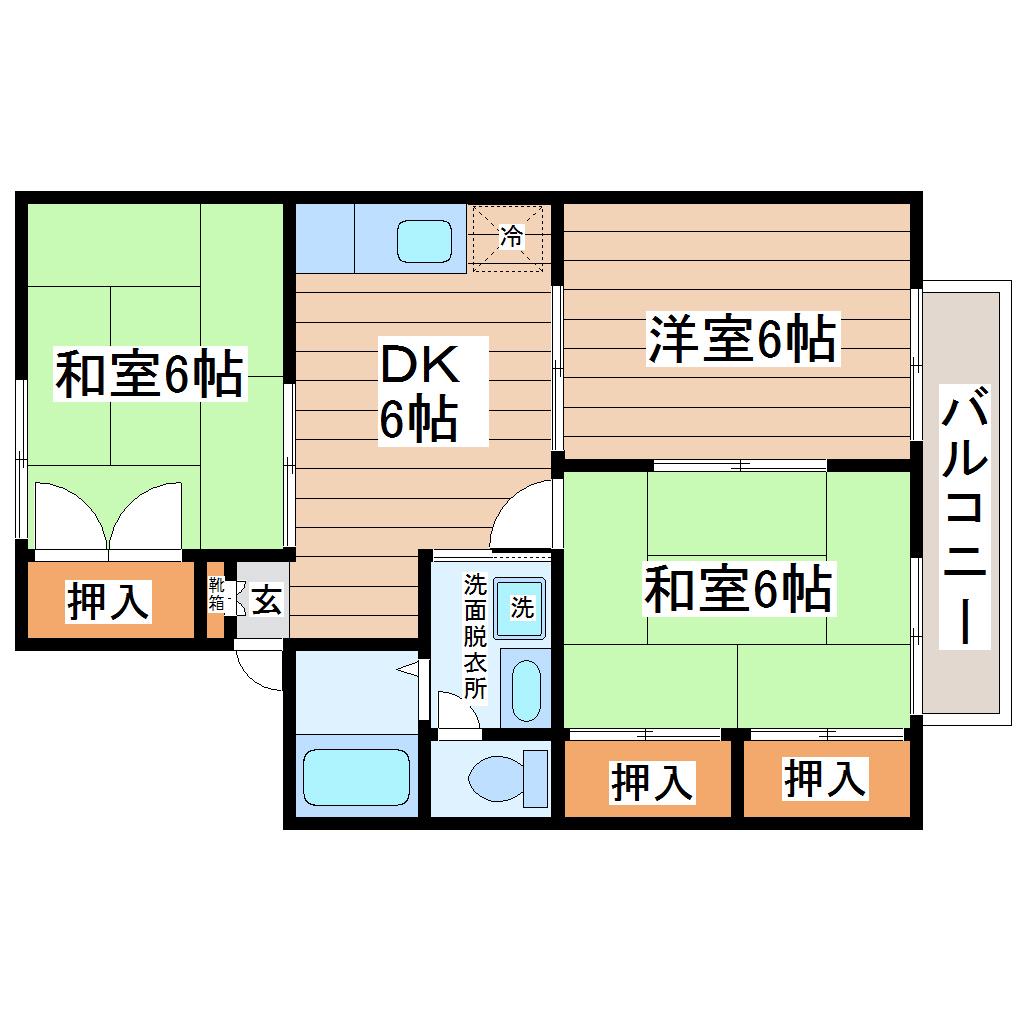 セジュール雷I(3DK/1階)の間取り写真