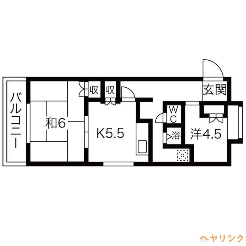 第2源グリーンハイツ(2K/2階)の間取り写真