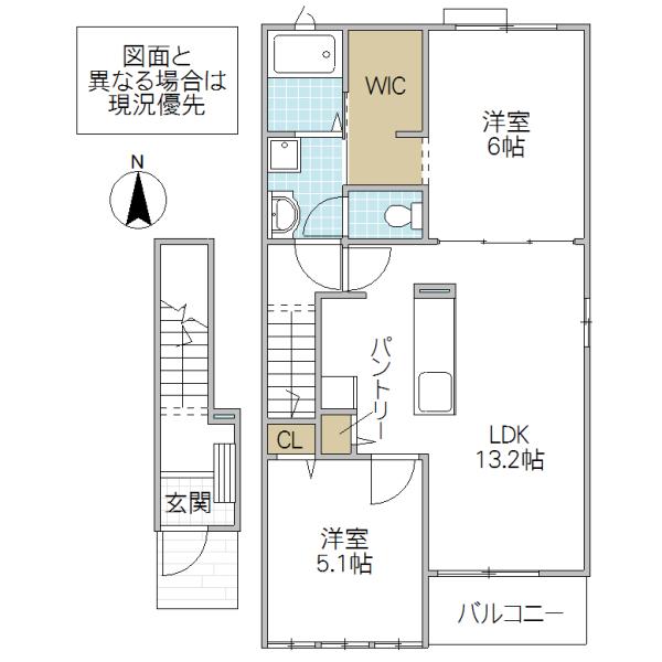 サニーグレイスヴィラ II(2LDK/2階)の間取り写真
