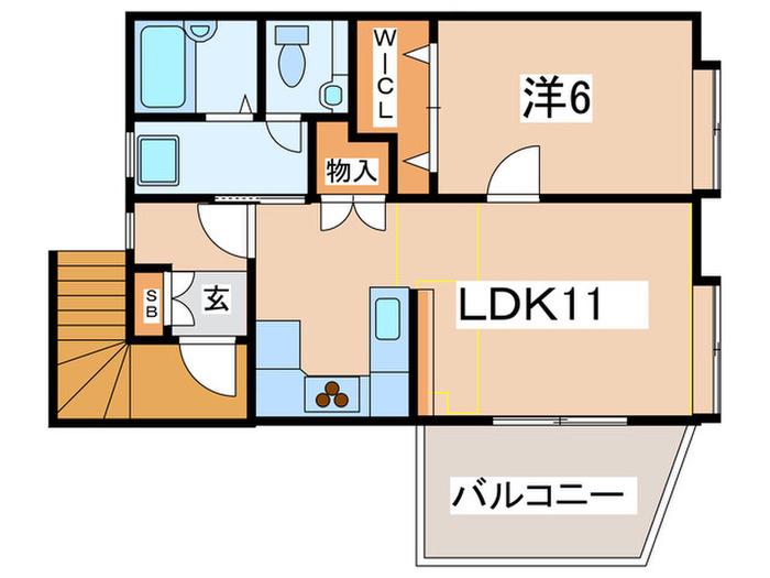 ヴィラアルフォンスYS(1LDK/1階)の間取り写真