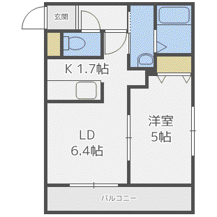 EーTOWN平岸(1LDK/3階)の間取り写真