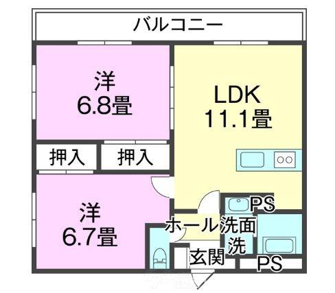 パタリロハウス3 PARTIII(2LDK/1階)の間取り写真