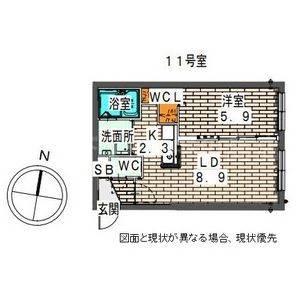 ELLE CUBE学園前(1LDK/1階)の間取り写真