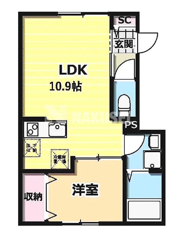 モンシャトー下馬(1LDK/1階)の間取り写真
