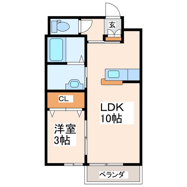 GREENPLANT(1LDK/1階)の間取り写真
