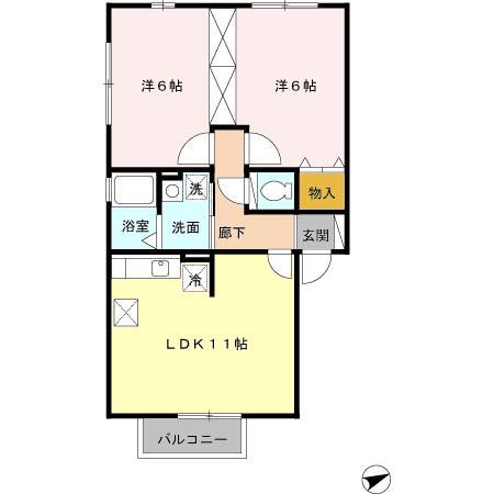 サニーハイツ(2LDK/1階)の間取り写真