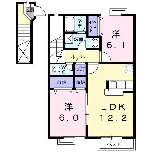 メゾンソリアード(2LDK/2階)の間取り写真
