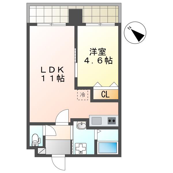 SGB浜町(1LDK/4階)の間取り写真