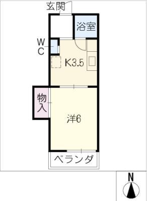 今西ビル(1K/2階)の間取り写真