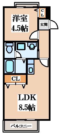 ファーストヴィラ(1LDK/2階)の間取り写真