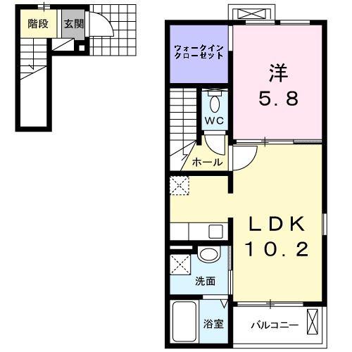 スクエアイースト(1LDK/2階)の間取り写真